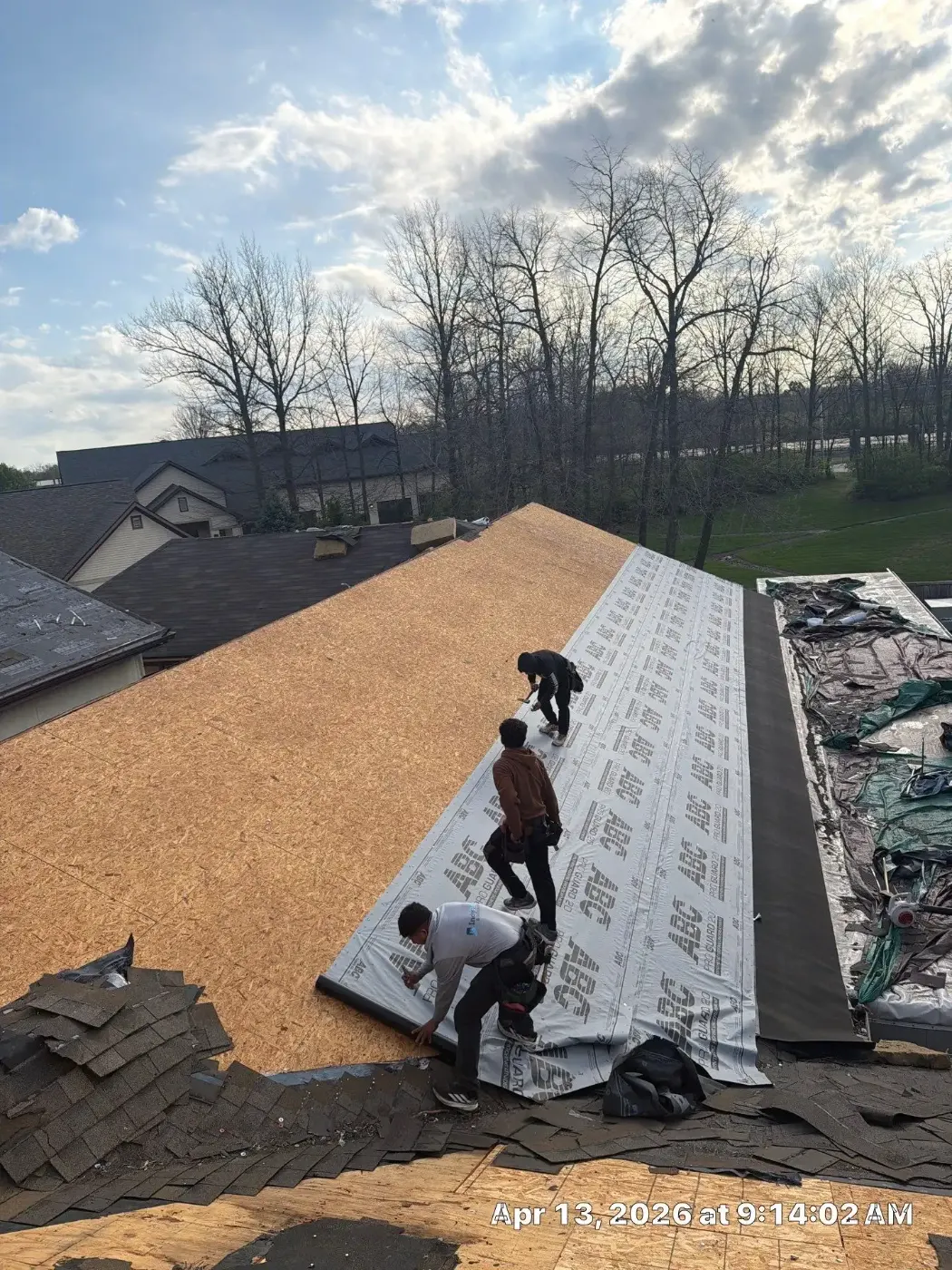 Storm damage documentation on a Fortville commercial building